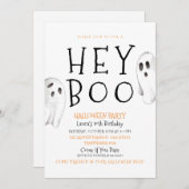 Hey Boo, Cute Ghost Halloween Uitnodiging (Voorkant / Achterkant)