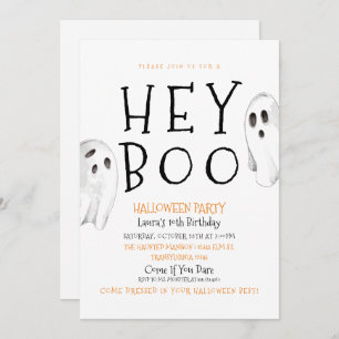 Hey Boo, Cute Ghost Halloween Uitnodiging