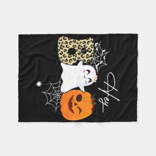 Hey Boo Cute Ghost Pumpkin Face Halloween Fleece Deken (Voorkant (Horizontaal))