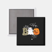 Hey Boo Cute Ghost Pumpkin Face Halloween Magneet (Voorkant / Achterkant)