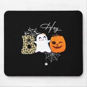 Hey Boo Cute Ghost Pumpkin Face Halloween Muismat