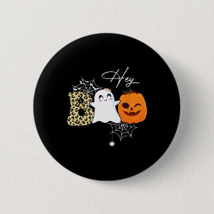 Hey Boo Cute Ghost Pumpkin Face Halloween Ronde Button 5,7 Cm