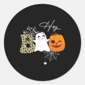 Hey Boo Cute Ghost Pumpkin Face Halloween Ronde Sticker (Voorkant)