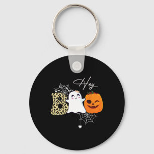 Hey Boo Cute Ghost Pumpkin Face Halloween Sleutelhanger