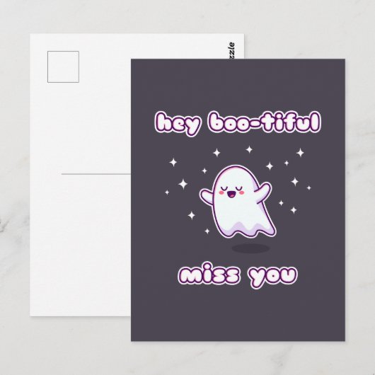 Hey Boo-eremisch Miss You Pun Card Briefkaart (Voorkant / Achterkant)