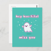 Hey Boo-eremisch Miss You Pun Card Briefkaart (Voorkant / Achterkant)