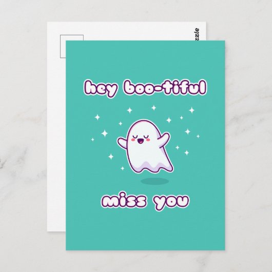 Hey Boo-eremisch Miss You Pun Card Briefkaart (Voorkant / Achterkant)