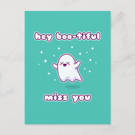 Hey Boo-eremisch Miss You Pun Card Briefkaart (Voorkant)