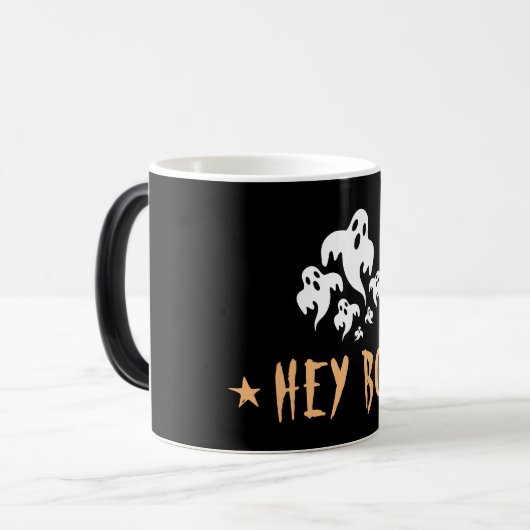 Hey Boo Funny Ghost Halloween Magische Mok (Voorkant links)