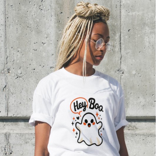 Hey Boo Funny Halloween Ghost Women’s T-Shirt 