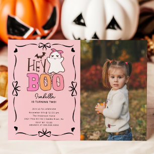 Hey Boo Ghost Foto Verjaardag Kaart