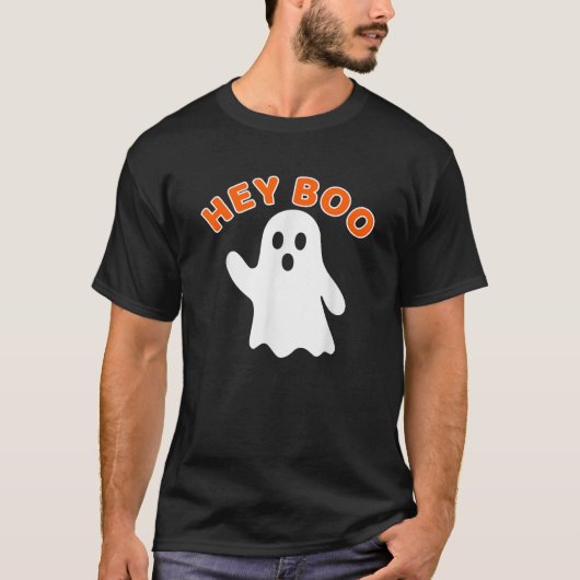 Hey Boo Ghost Funny Herfst Halloween Graphic T-shirt (Voorkant)