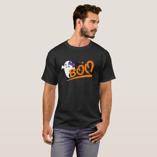 Hey Boo Ghost Girls Kids Happy Halloween Part T-shirt (Voorkant volledig)