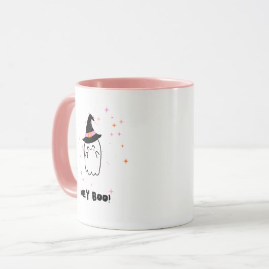 Hey Boo Ghost Halloween Mok (Voorkant links)