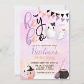 Hey Boo Ghost Pastel Halloween Verjaardag Kaart (Voorkant)