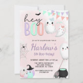 Hey Boo Ghost Pastel Halloween Verjaardag Kaart (Voorkant)