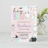 Hey Boo Ghost Pastel Halloween Verjaardag Kaart (Staand voorkant)