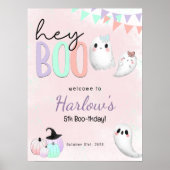 Hey Boo Ghost Pastel Halloween Verjaardag Welkom Poster (Voorkant)