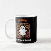 Hey Boo Ghost Retro Halloween Spooky Schattige Okt Koffiemok (Links)