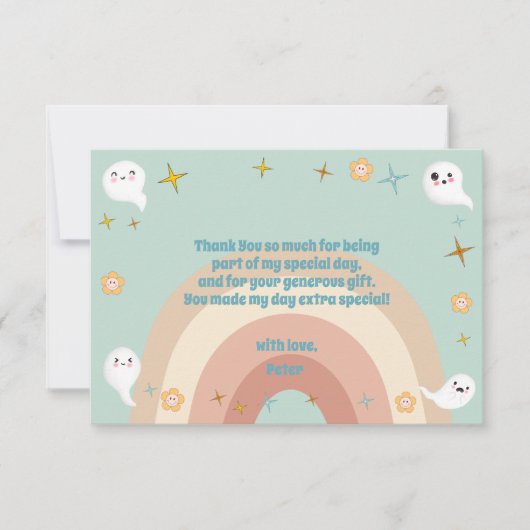 Hey boo goovy halloween retro kinderen verjaardag bedankkaart (Voorkant)