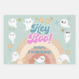 Hey boo goovy halloween retro kinderen verjaardag inpakpapier vel