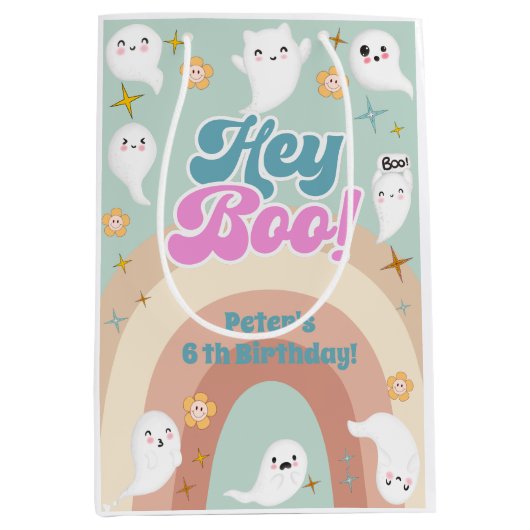 Hey boo goovy halloween retro kinderen verjaardag medium cadeauzakje (Voorkant)