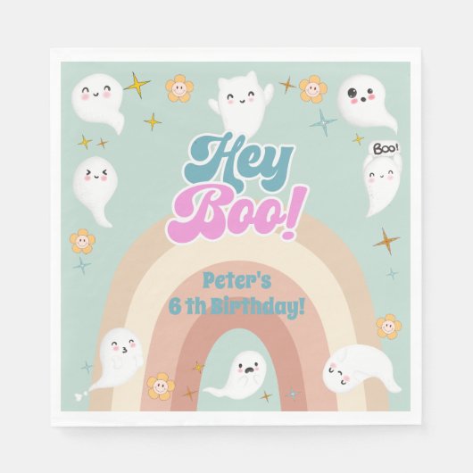 Hey boo goovy halloween retro kinderen verjaardag servet (Voorkant)