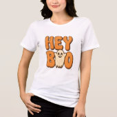 Hey Boo Grappig Halloween Geest Dames T-Shirt (Voorkant)