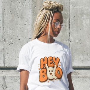 Hey Boo Grappig Halloween Geest Vrouwen T-Shirt 