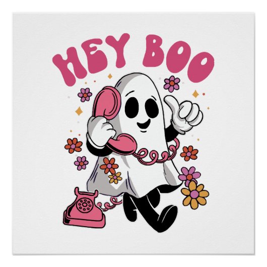 Hey Boo - Groovy Geest Halloween Perfect Poster (Voorkant)