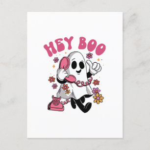 Hey Boo - Groovy Ghost Halloween Briefkaart