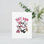 Hey Boo - Groovy Ghost Halloween Briefkaart (Staand voorkant)