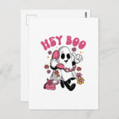 Hey Boo - Groovy Ghost Halloween Briefkaart (Voorkant / Achterkant)