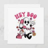 Hey Boo - Groovy Ghost Halloween Kaart (Voorkant / Achterkant)