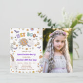 Hey Boo Groovy Halloween 6e verjaardag foto Kaart (Staand voorkant)