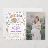 Hey Boo Groovy Halloween Baby shower Foto Kaart (Voorkant)