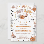 Hey Boo Groovy Halloween Leuke Ghost 5e Verjaardag Kaart (Voorkant)