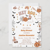 Hey Boo Groovy HalloweenLeuke Ghost Baby shower Kaart (Voorkant)