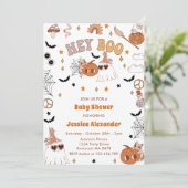 Hey Boo Groovy HalloweenLeuke Ghost Baby shower Kaart (Staand voorkant)