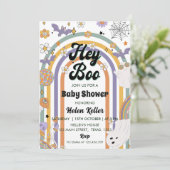 Hey Boo Groovy Rainbow Leuk Halloween Baby shower Kaart (Staand voorkant)