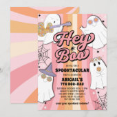 Hey Boo Groovy Retro Roze Halloween Meisje Verjaar Kaart (Voorkant / Achterkant)