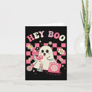 Hey Boo Groovy Schattige Ghost Funny Halloween Vro Kaart