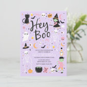Hey Boo Halloween 1e verjaardag uitnodiging (Staand voorkant)