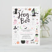Hey Boo Halloween 1e verjaardag uitnodiging (Staand voorkant)