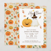 Hey Boo Halloween 5e verjaardagsuitnodiging Kaart (Voorkant / Achterkant)