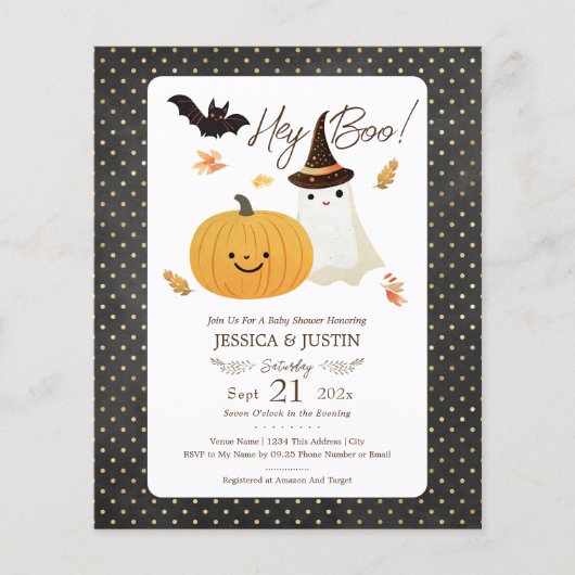 Hey Boo Halloween Baby shower Papier Blad (Voorkant)