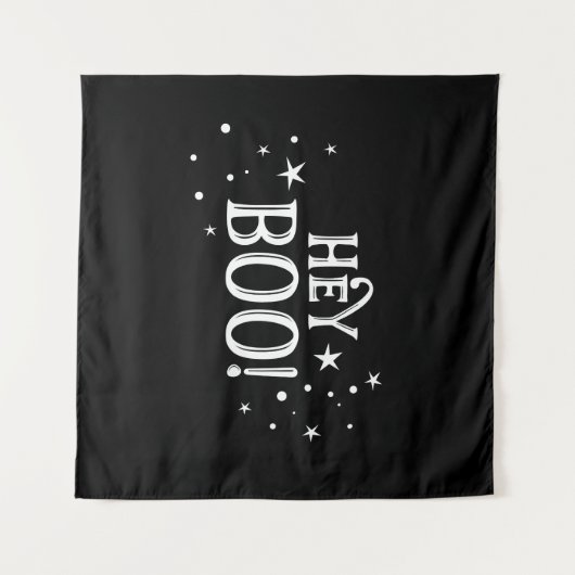 Hey Boo! Halloween Backdrop party banner  Wandkleed (Voorkant (horizontaal))