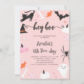 Hey Boo Halloween Birthday Uitnodiging (Voorkant)