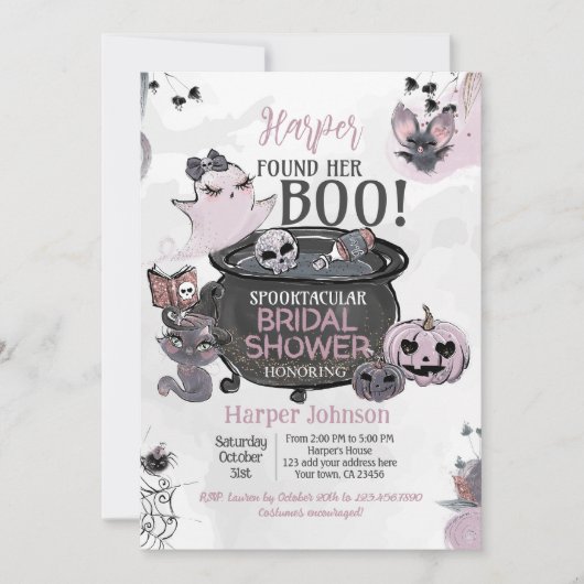Hey Boo Halloween Bridal Shower Kaart (Voorkant)