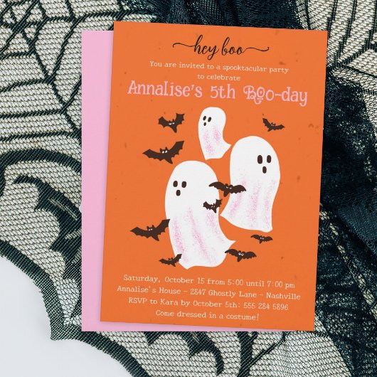 Hey Boo Halloween Feestuitnodiging - Schattigee Ge Kaart